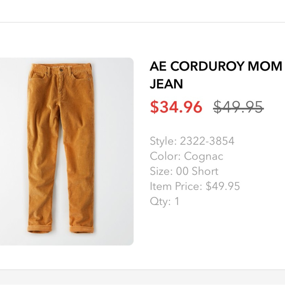 AE CORDUROY MOM JEAN